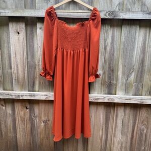 Rust Off-Shoulder Dress